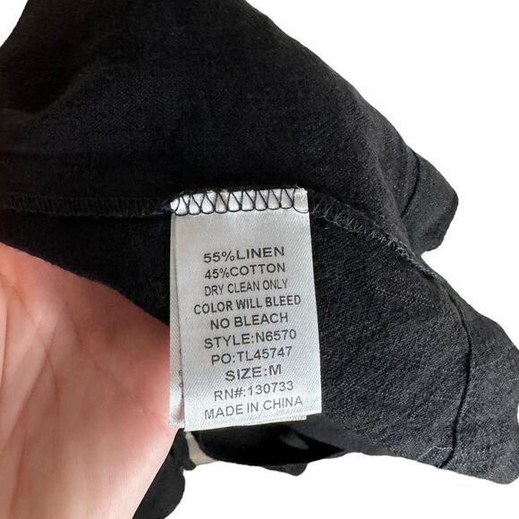 NWT Umgee Black‎ Belted Mini Skirt Medium Linen Cotton - Picture 6 of 8